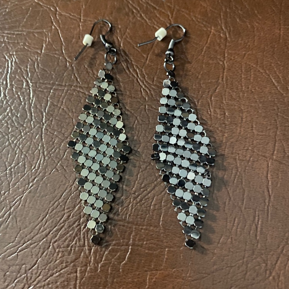 Gunmetal Metal Dangle Earrings